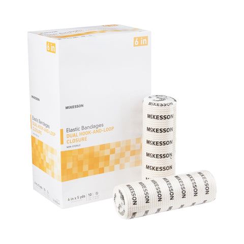 Elastic Bandage Standard Compression Double Hook and Loop Closure Tan NonSterile