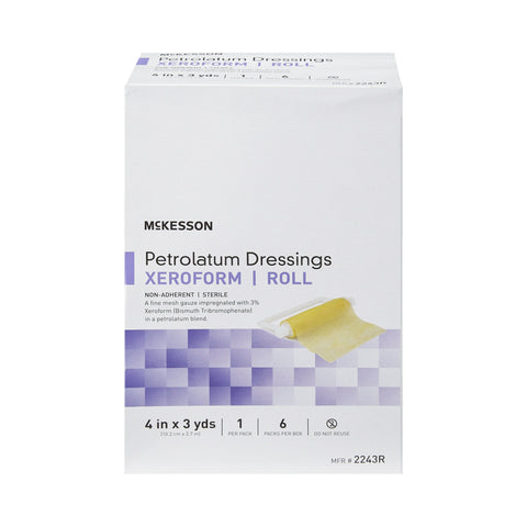 Xeroform Petrolatum Impregnated Dressing McKesson Roll 4 Inch X 3 Yard Sterile #2243R