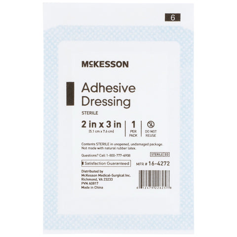 Adhesive Dressing Cotton / Polyester Rectangle White Sterile