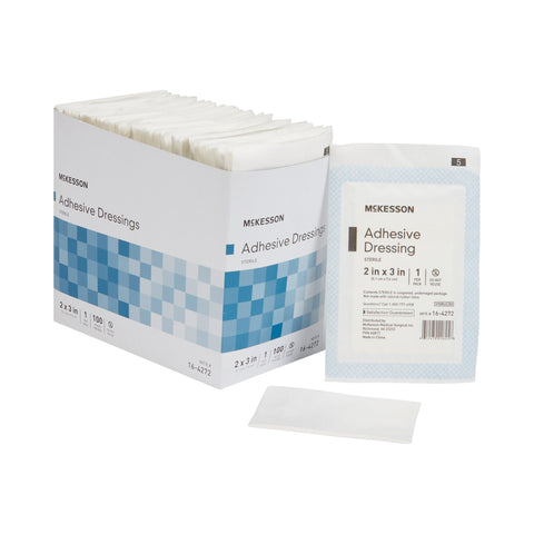 Adhesive Dressing Cotton / Polyester Rectangle White Sterile