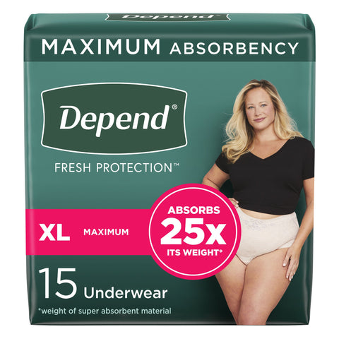 Absorbent Underwear Depend® Fresh Protection Waistband Style Adult X-Large Female Disposable Heavy Absorbency #43586
