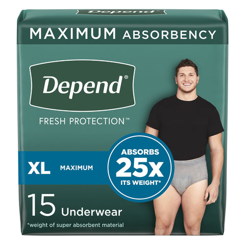 Absorbent Underwear Depend® Fresh Protection Waistband Style Adult X-Large Male Disposable Heavy Absorbency #47930