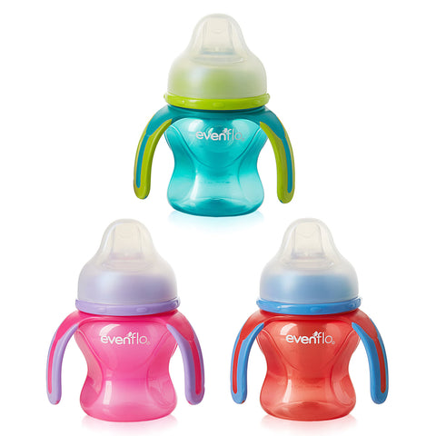 Sippy Cup Evenflo Soft-flo 5 oz. Plastic / Silicone Red / Blue Reusable #4101111
