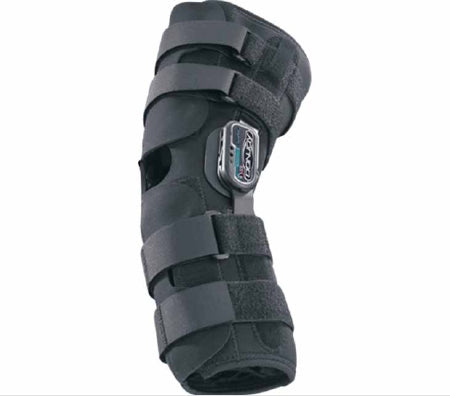 Knee Brace DonJoy® Playmaker™ Standard Small Pull-On / Hook and Loop Strap Closure 15-1/2 to 18-1/2 InchThigh Circumference / 13 to 14 Inch Knee Center Circumference / 12 to 14 Inch Calf Circumference Left or Right Knee