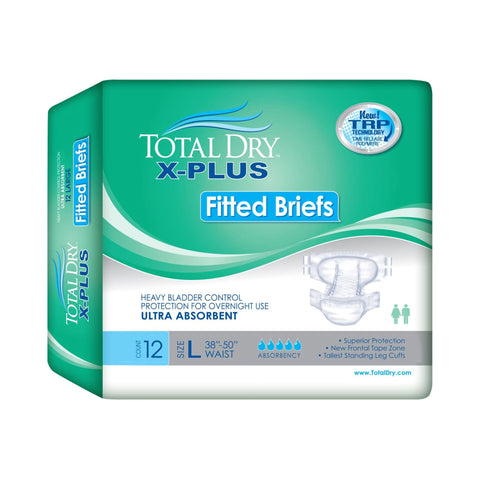 Incontinence Brief Total Dry™ X-Plus Adult Large Unisex Disposable Heavy Absorbency #SPC97034