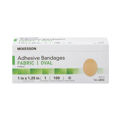 Adhesive Strip 1 X 1-1/4 Inch Fabric Oval Tan Sterile