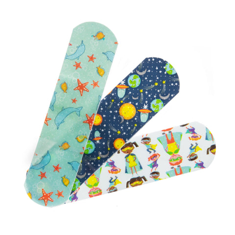 Adhesive Strip Kids™ 3/4 X 3 Inch Plastic Rectangle Kid Design (Assorted Prints) Sterile