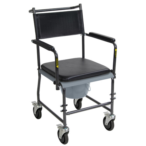 Drive Medical Upholstered Drop Arm Wheeled Commode #11120SV-1F