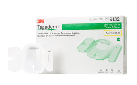 Antimicrobial IV Securement Dressing 3M™ Tegaderm™ I.V. Advanced Film 2-3/4 X 3-3/8 Inch Sterile