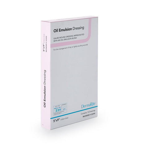 DermaRite Oil Emulsion Impregnated Dressing DermaRite® Rectangle 5 X 9 Inch Sterile #22590