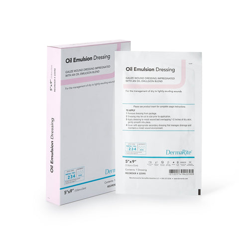 DermaRite Oil Emulsion Impregnated Dressing DermaRite® Rectangle 5 X 9 Inch Sterile #22590
