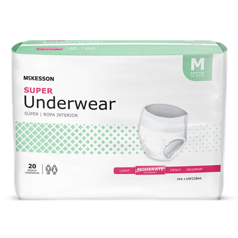 Absorbent Underwear McKesson Pull On with Tear Away Seams Adult Medium Unisex Disposable Moderate Absorbency #UW33844
