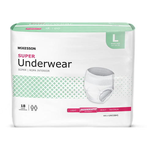 Absorbent Underwear McKesson Pull On with Tear Away Seams Adult Large Unisex Disposable Moderate Absorbency #UW33845