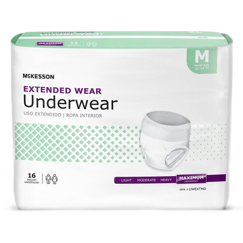 Absorbent Underwear McKesson Pull On with Tear Away Seams Adult Medium Unisex Disposable Heavy Absorbency #UWEXTMD