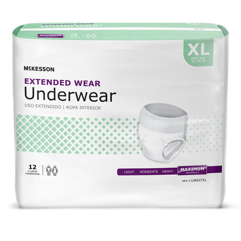 Absorbent Underwear McKesson Pull On with Tear Away Seams Adult X-Large Unisex Disposable Heavy Absorbency#UWEXTXL