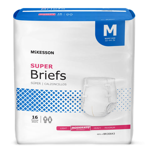 Incontinence Brief McKesson Adult Medium Unisex Disposable Moderate Absorbency #BR30643