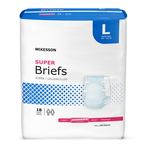 Incontinence Brief McKesson Adult Large Unisex Disposable Moderate Absorbency #BR30644