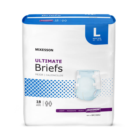 Incontinence Brief McKesson Adult Large Unisex Disposable Heavy Absorbency #BR33892