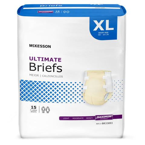 Incontinence Brief McKesson Adult X-Large Unisex Disposable Heavy Absorbency #BR33893