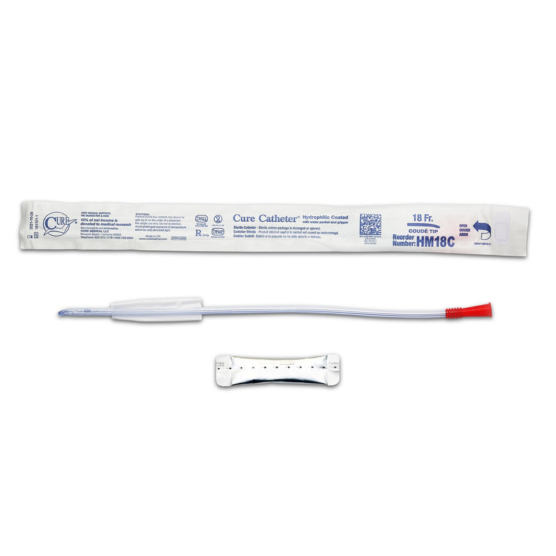 ConvaTec Urethral Catheter Hydrophilic Cure Catheter® Coude Tip Hydrophilic Coated Plastic 18 Fr. 16 Inch #HM18C