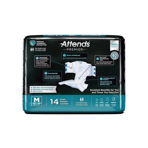 Incontinence Brief Attends® Premier Adult Medium Unisex Disposable Heavy Absorbency #ALI-BR20
