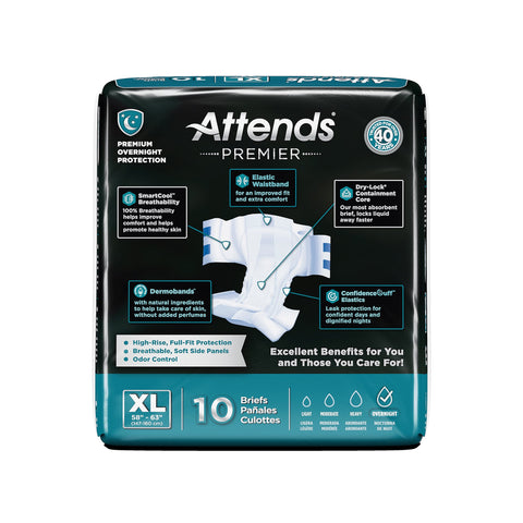 Incontinence Brief Attends® Premier Adult X-Large Unisex Disposable Heavy Absorbency #ALI-BR40