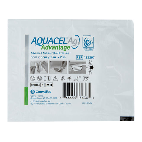 ConvaTec Silver Hydrofiber Dressing Aquacel® Ag Advantage 2 X 2 Inch Square Sterile #422297