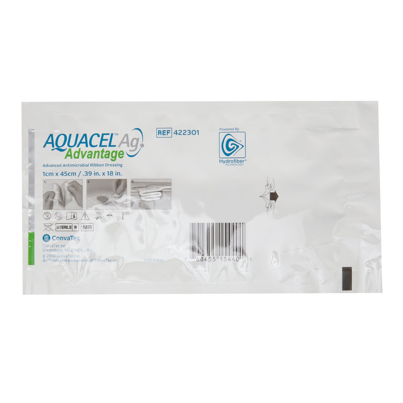 ConvaTec Silver Hydrofiber Dressing Aquacel® Ag Advantage 0.39 X 18 Inch Ribbon Sterile #422301