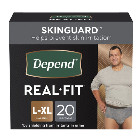 Absorbent Underwear Depend® Real Fit® Waistband Style Adult Large / X-Large Male Disposable Heavy Absorbency #50979