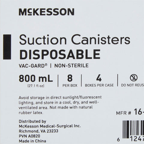 McKesson Suction Canister 800 mL Pour Lid #16-43208-05