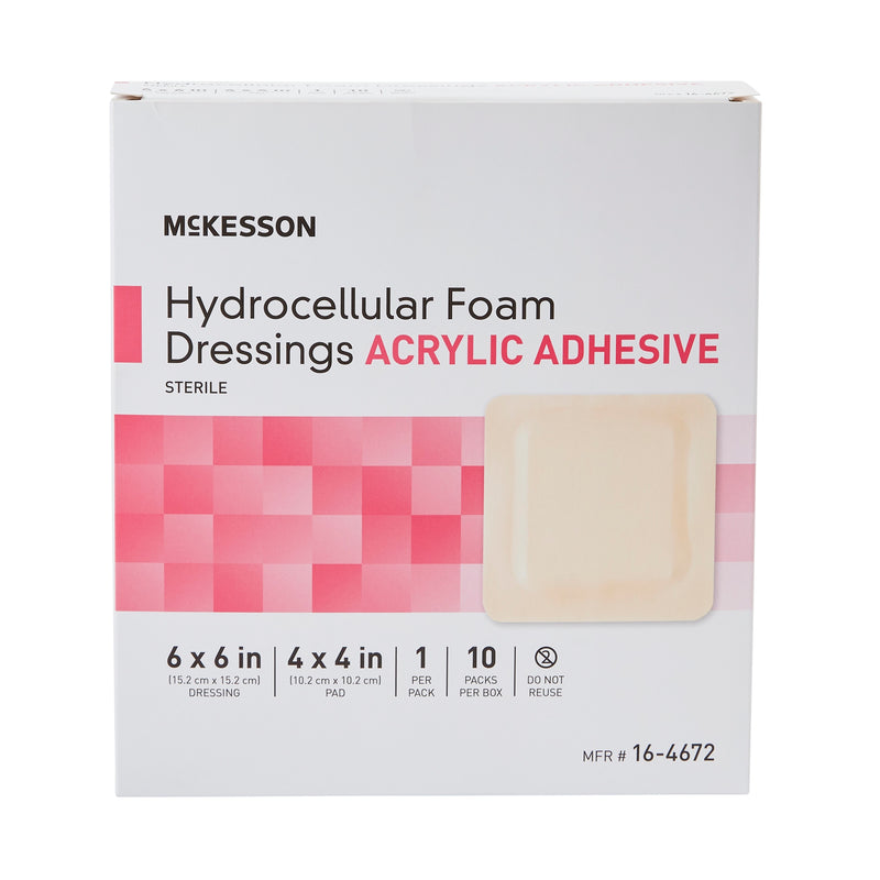 Foam Dressing McKesson 6 X 6 Inch With Border Film Backing Acrylic Adhesive Square Sterile #16-4672