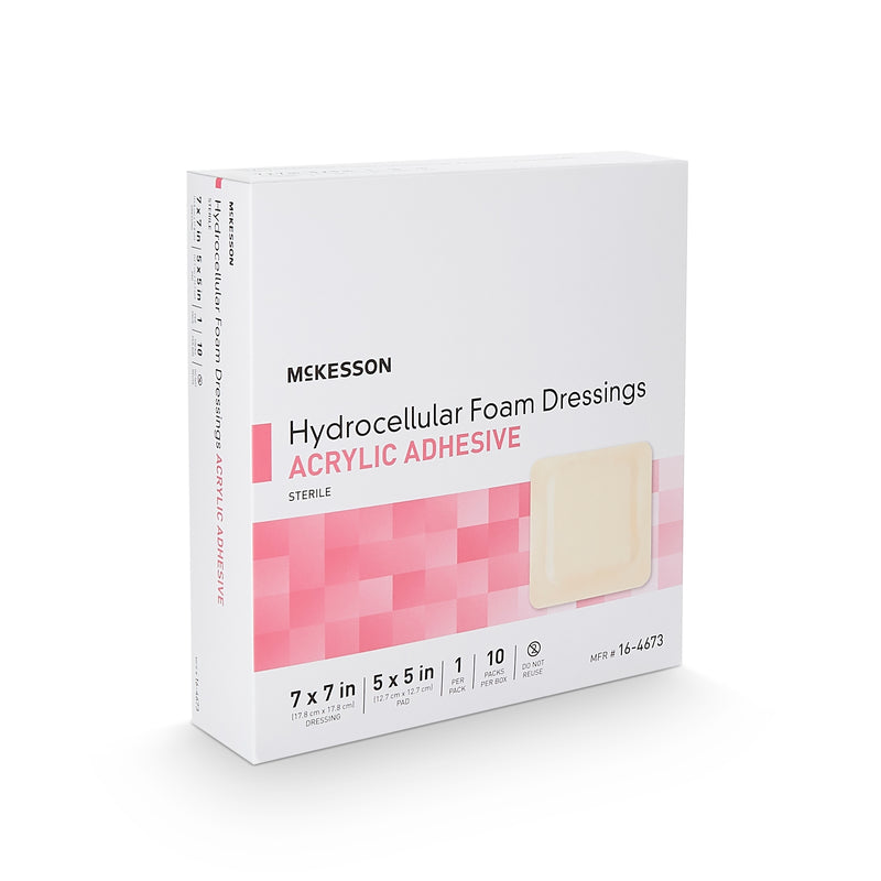 Foam Dressing McKesson 7 X 7 Inch With Border Film Backing Acrylic Adhesive Square Sterile #16-4673