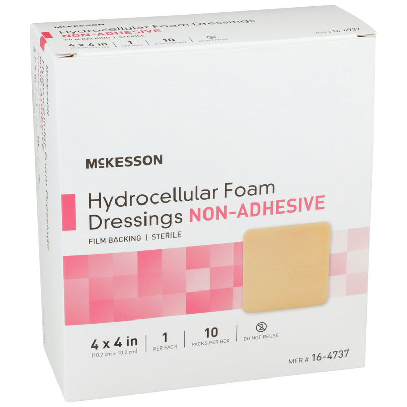 Foam Dressing McKesson 4 X 4 Inch Without Border Film Backing Nonadhesive Square Sterile #16-4737
