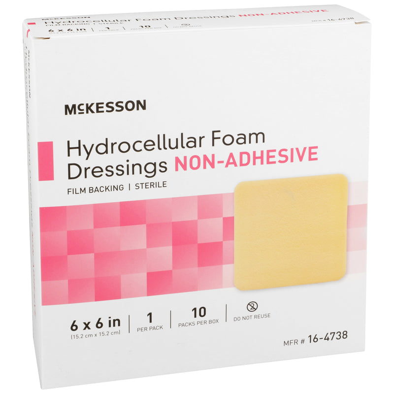Foam Dressing McKesson 6 X 6 Inch Without Border Film Backing Nonadhesive Square Sterile #16-4738