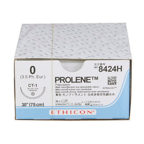 Nonabsorbable Suture with Needle Prolene™ Polypropylene CT-1 1/2 Circle Taper Point Needle Size 0 Monofilament #8424H