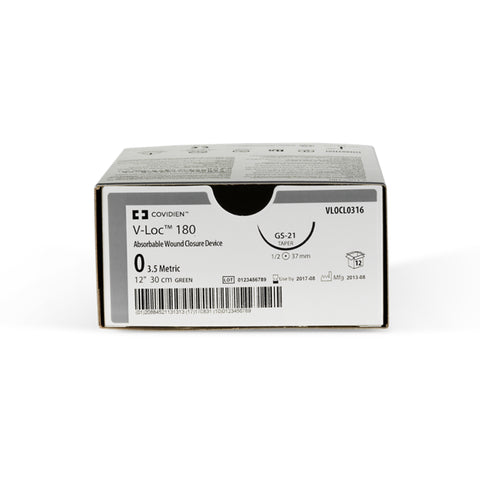 Absorbable Suture with Needle V-Loc™ Polyglyconate V-20 1/2 Circle Taper Point Needle Size 3-0 Barbed Monofilament #VLOCL0644