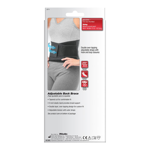 Back Brace Mueller® One Size Fits Most Hook and Loop Strap Closure 28 to 50 Inch Waist Circumference Adult #6711