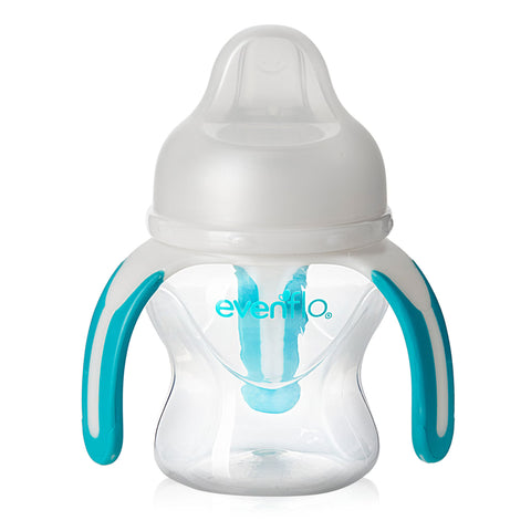 Trainer Cup Evenflo Soft-flo 5 oz. Plastic / Silicone Clear / Teal Reusable #4101112