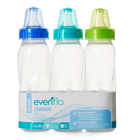 Baby Bottle Evenflo Classic 8 oz. Polypropylene Assorted Colors #1219311C