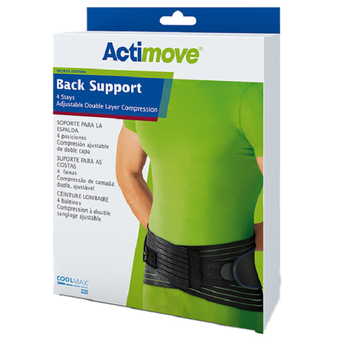 Back Support Actimove® Sports Edition 2X-Large Hook and Loop Closure 45 to 49 Inch Waist Circumference Adult #7554124