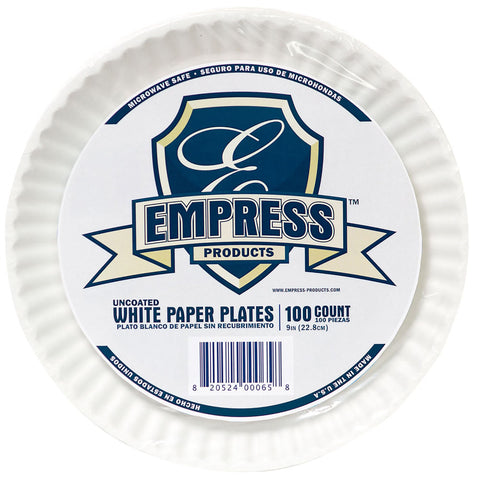 Plate Empress Uncoated Paper White Single Use #E30300 00065