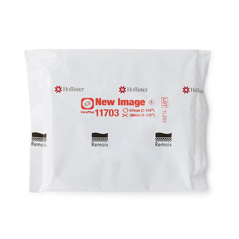 Ostomy Barrier New Image™ CeraPlus™ Trim to Fit, Extended Wear Adhesive Tape Borders 57 mm Flange Red Code System Up to 1-1/2 Inch Opening #11703