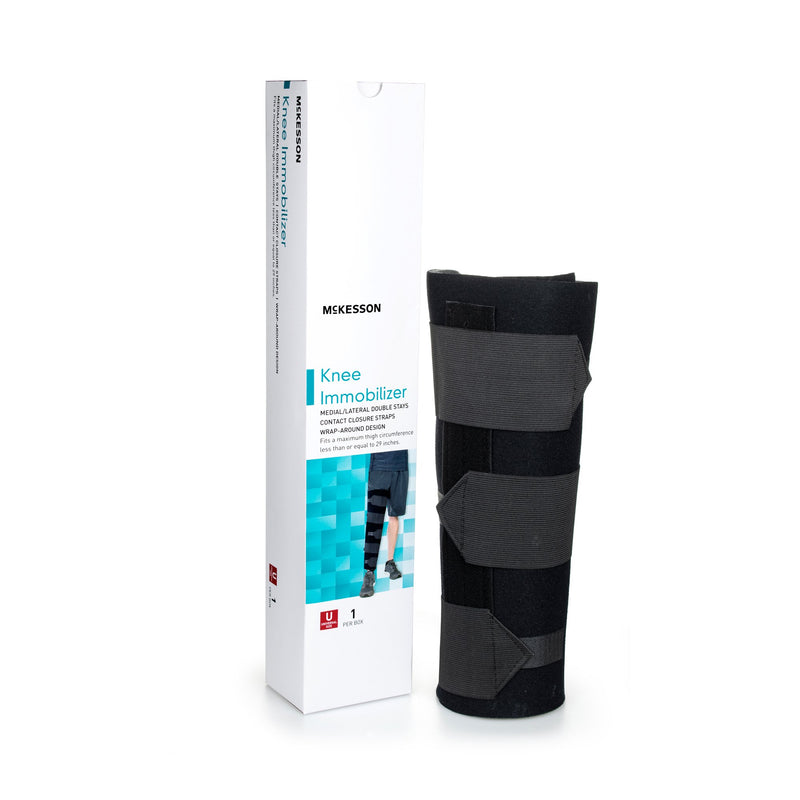 Knee Immobilizer McKesson One Size Fits Most Hook and Loop Closure Up to 29 Inch Thigh Circumference 14 Inch Length Left or Right Knee #155-79-96014
