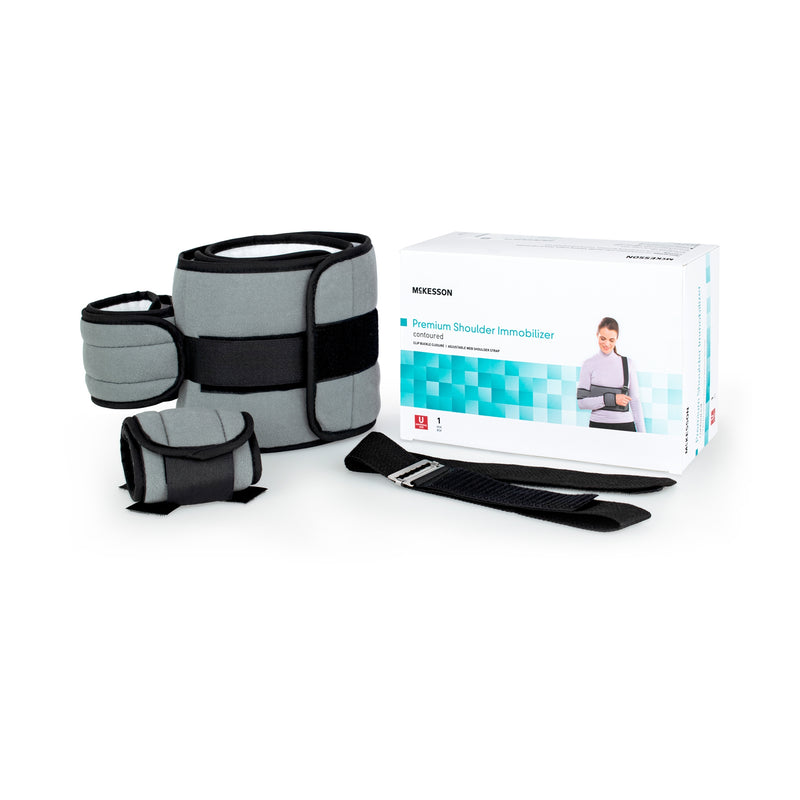 McKesson Shoulder Immobilizer One Size Fits Most Fiberlaminate Waist-Hook and Loop Closure/Shoulder Strap with Buckle/Arm Band and Hand Band Hook and Loop Closure Adjustable Left or Right Arm #155-79-84100C