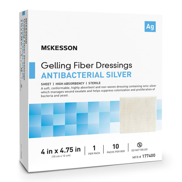Silver Gelling Fiber Dressing McKesson 4 X 4-3/4 Inch Rectangle Steril ...