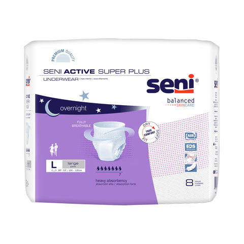 Absorbent Underwear Seni® Active Super Plus Pull On with Tear Away Seams Adult Large Unisex Disposable Heavy Absorbency #S-LA08-AP1