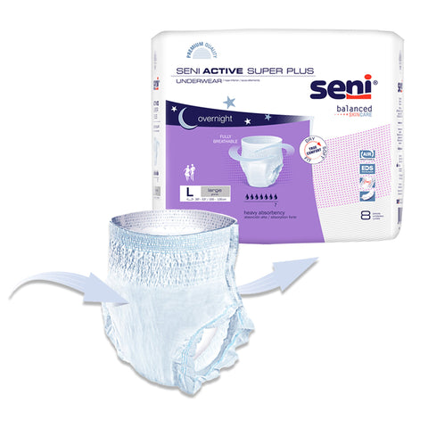 Absorbent Underwear Seni® Active Super Plus Pull On with Tear Away Seams Adult Large Unisex Disposable Heavy Absorbency #S-LA08-AP1