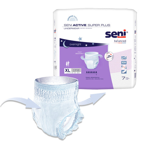 Absorbent Underwear Seni® Active Super Plus Pull On with Tear Away Seams Adult X-Large Unisex Disposable Heavy Absorbency #S-XL07-AP1