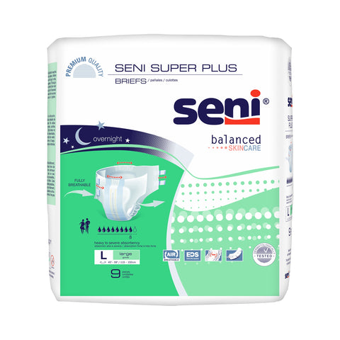 Incontinence Brief Seni® Super Plus Adult Large Unisex Disposable Heavy Absorbency #S-LA09-BP1