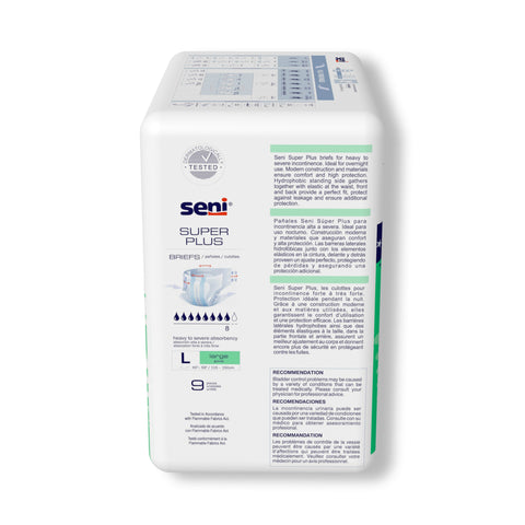 Incontinence Brief Seni® Super Plus Adult Large Unisex Disposable Heavy Absorbency #S-LA09-BP1